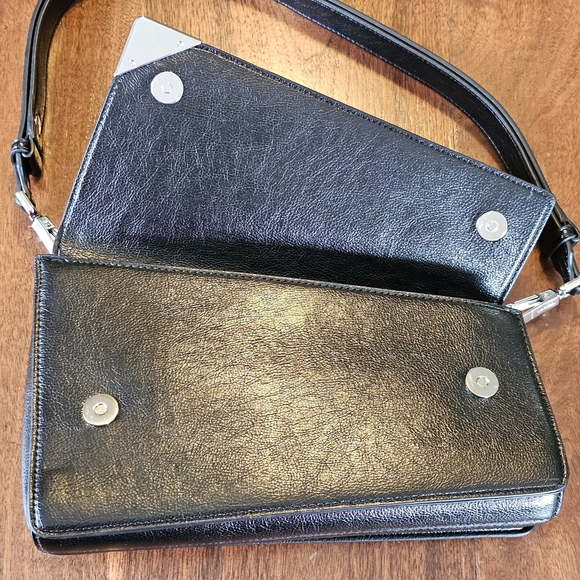 Calvin Klein Black Basalt Asymmetric Triple Compartment Convertible Shoulder Bag - Picture 7 of 11